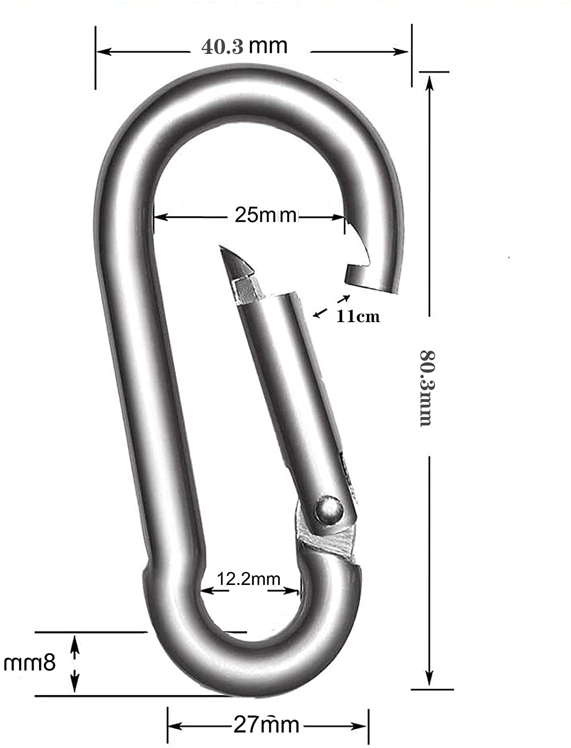 Juliyeh 8 PCS M8 Spring Snap Hook, 304 Stainless Steel Heavy Duty Carabiner Clip, Quick Link Lock (1.57×3.15in) - Image 2