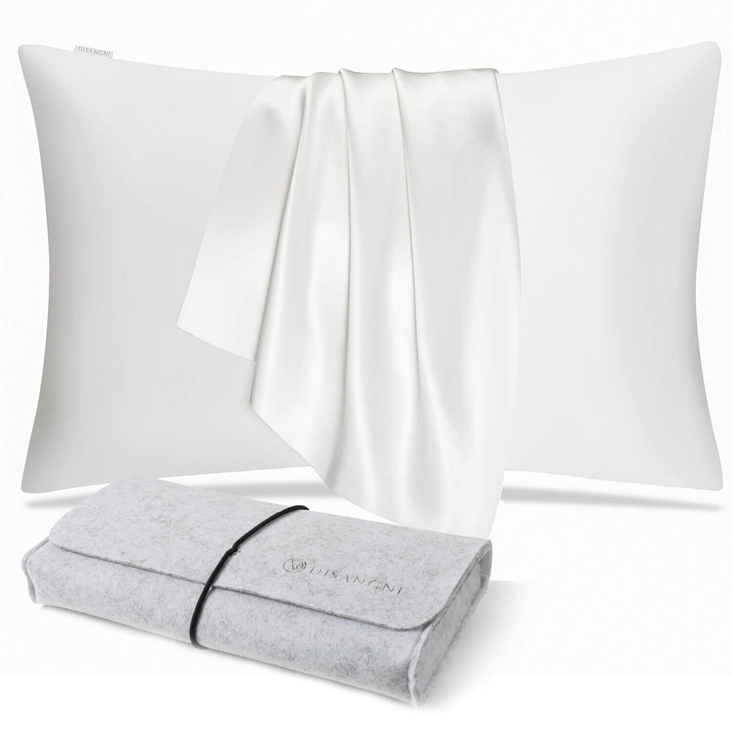 DISANGNI 100% Natural Mulberry Silk Pillow case for Hair and Skin with Hidden Zipper 22 Momme Both Sides Real Silk Pillow Case (1pc 51x66cm