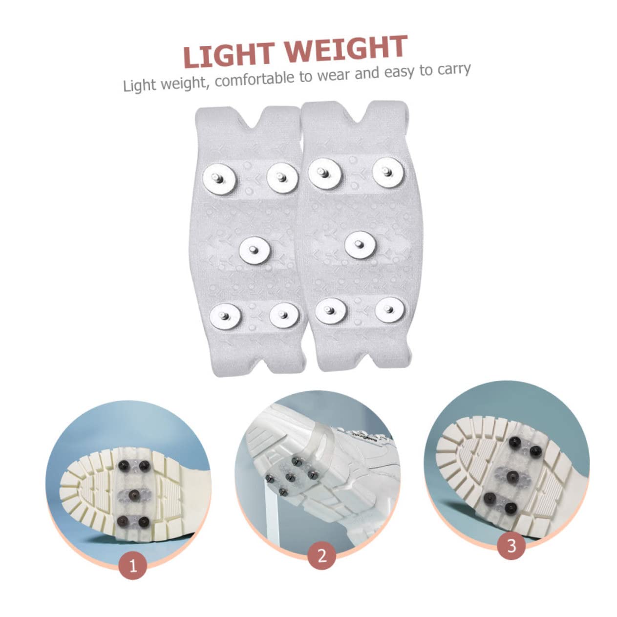 Veemoon 2pcs Ice Grippers Non- Shoe for Boots and Shoes Traction Crampons for Hiking Elderly Safety Easy to Clean and Store for Outdoor Use