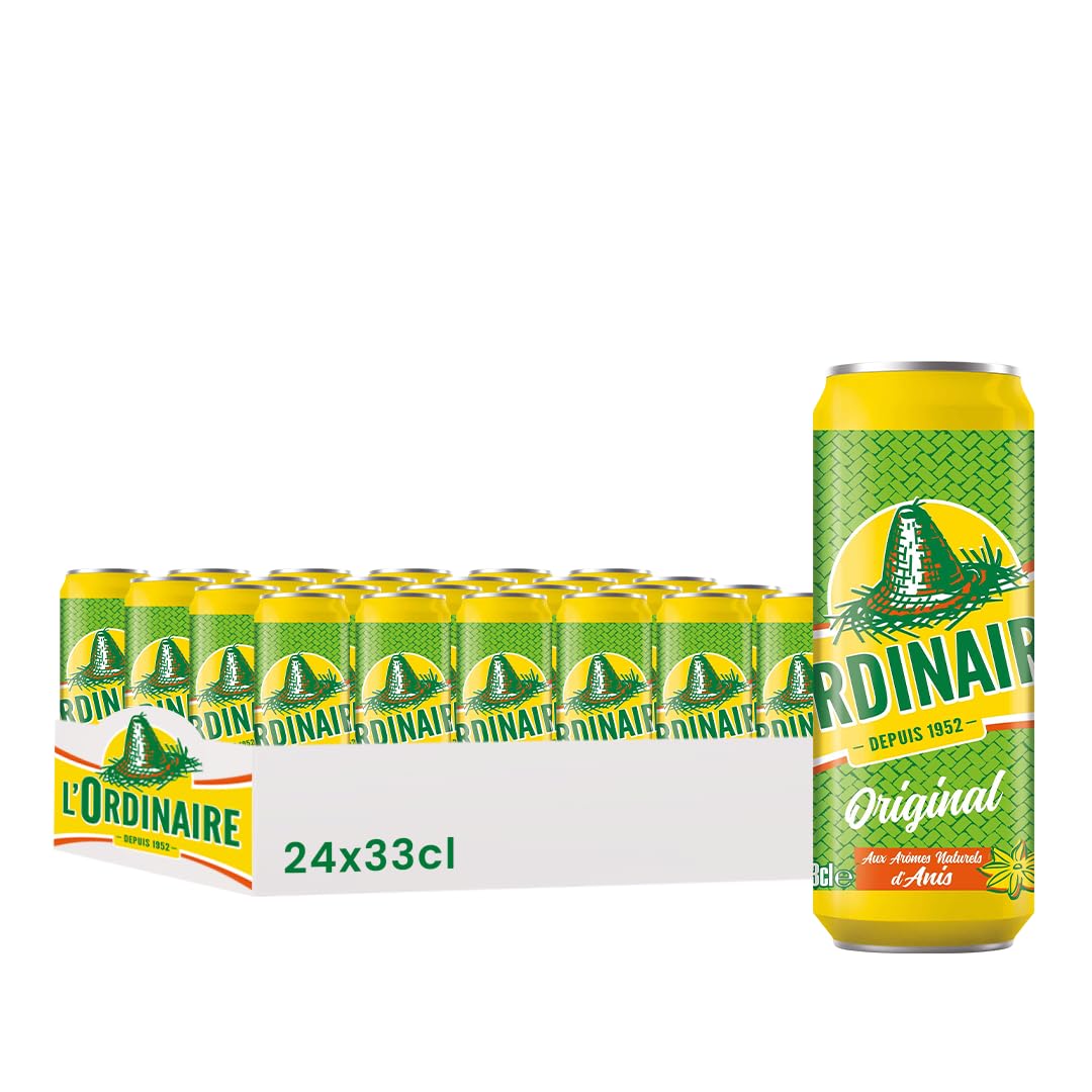 L'Ordinaire Boisson Gazeuse Original aux Arômes Naturels d'Anis, 33cl, Pack de 24 Canettes