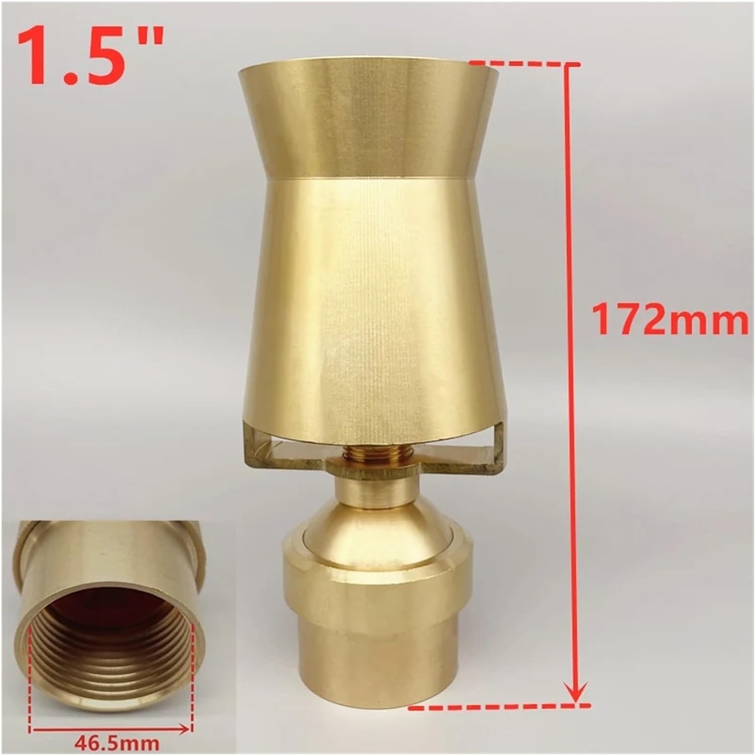 Brass Fountain Nozzle 1/2" 3/4" 1" 1.5" Pool Jet Nozzles Brass Stainless Steel Cascade Water Fountain Nozzles Sray Head Pond Rotating Fountain Nozzle(1.5 (Brass))
