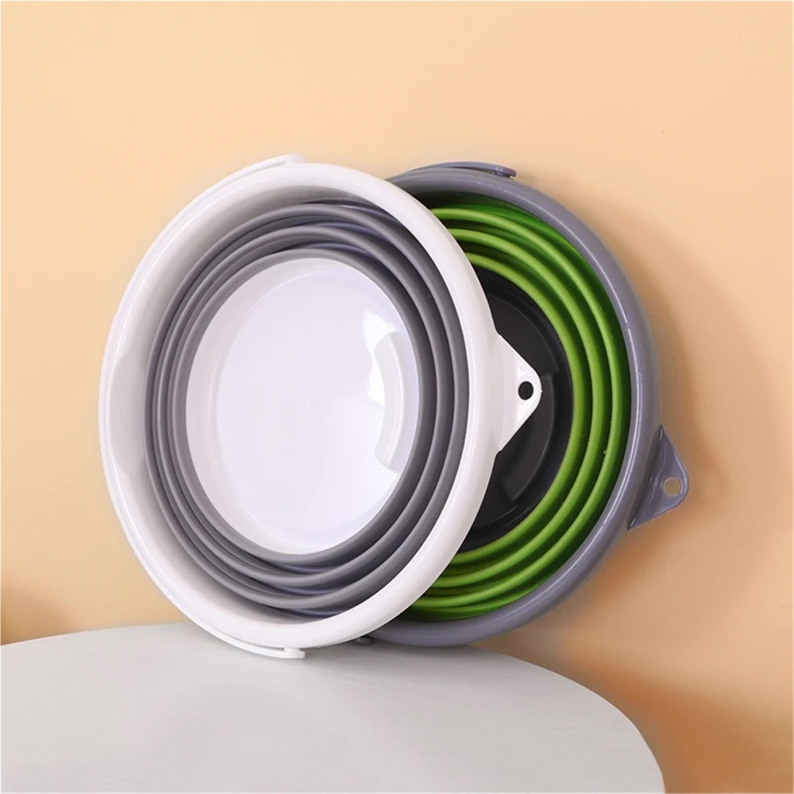 Secchio pieghevole in silicone da 2 pezzi 10 litri, grande capienza, salva spazio, secchio for auto campeggio, pesca, articoli cucina Per La Pesca Campeggio(Green)