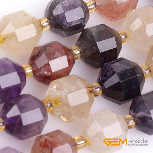 Miniatura 3 de GEM-Inside - Cuentas de 23 cuentas de cuarzo natural semipiedra facetadas a mano de 0.394 pulgadas, 33 cuentas para hacer joyas, a granel de 15