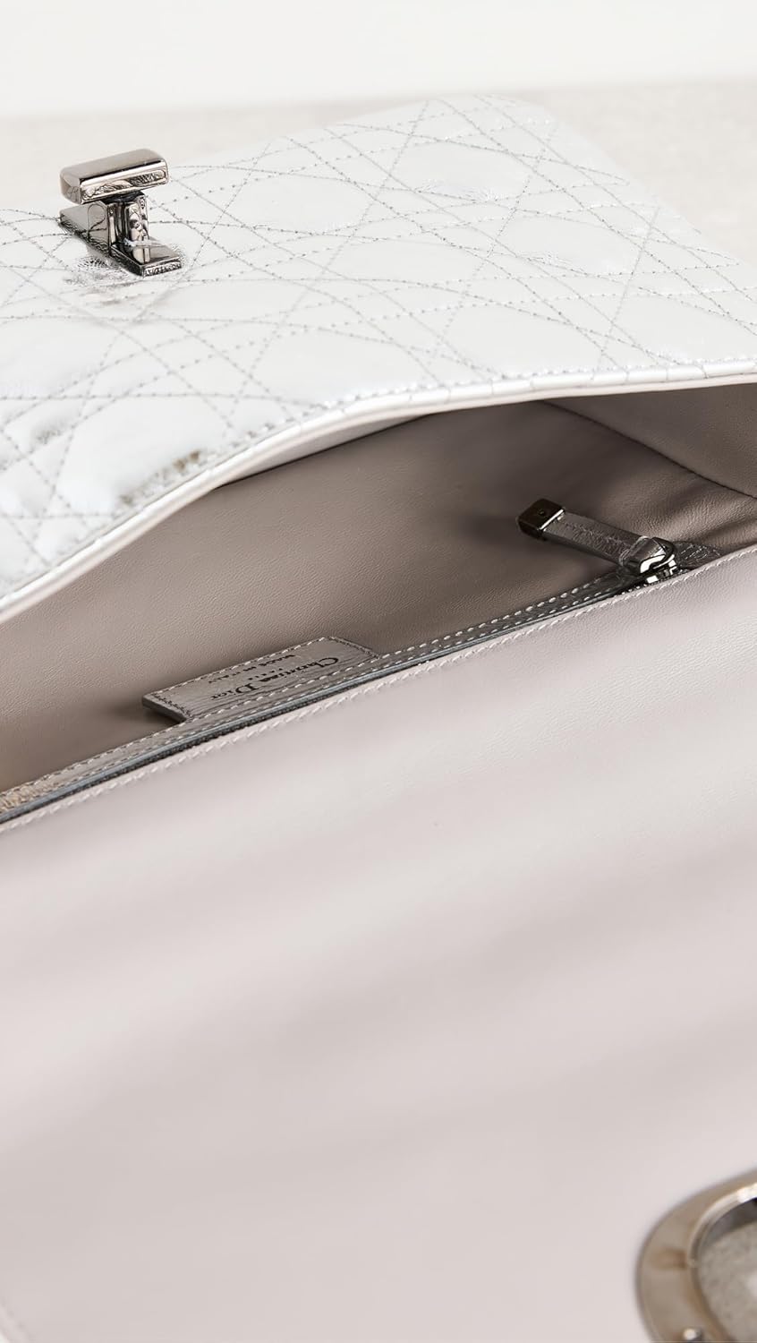 Louis Vuitton Women's Pre-Loved Dior Silver Metallic Caro Medium Bag - Image 5