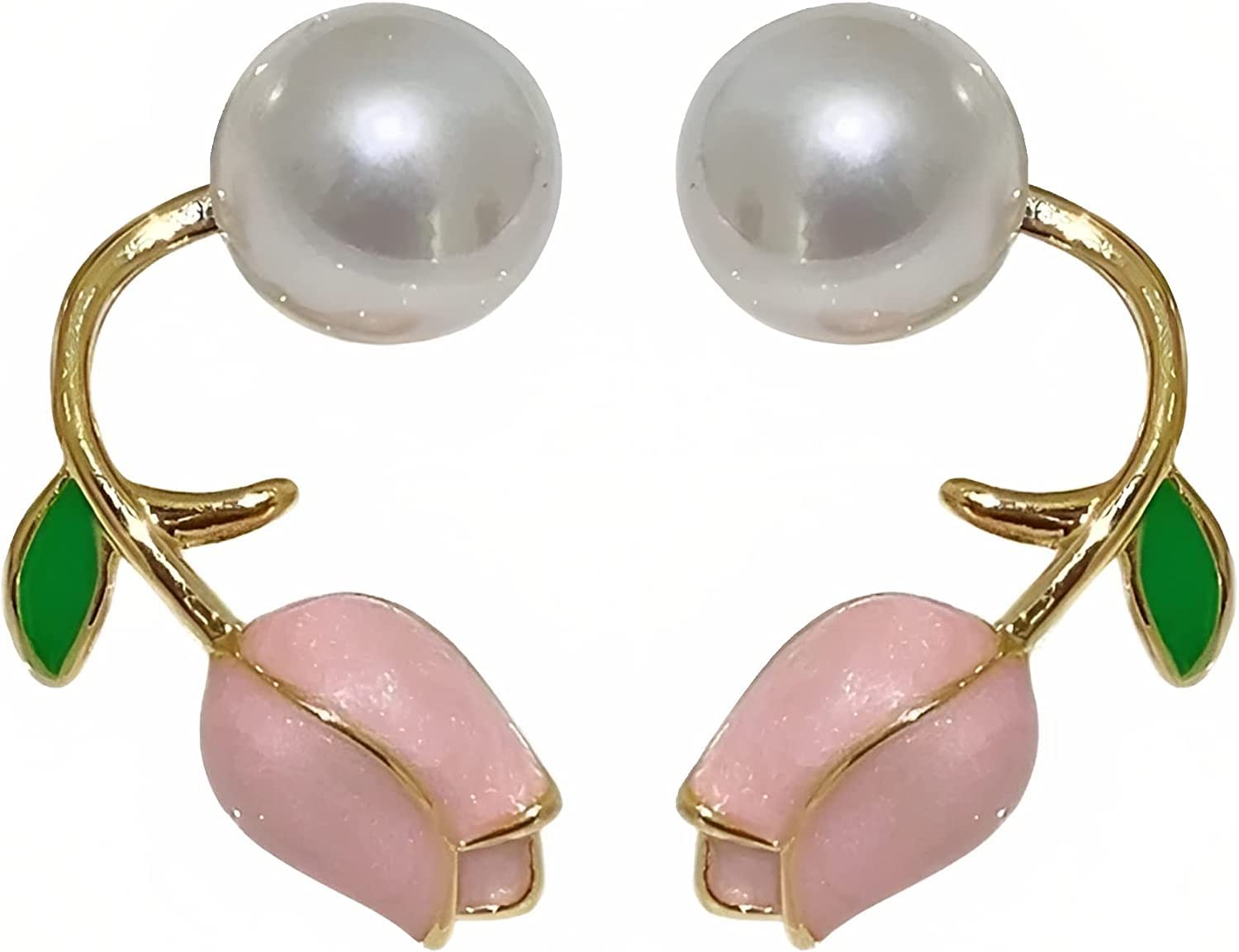 See full amazon price history chart for Pink Tulip Studs Earring with white Pearl & Green Leaf Elegant Ear Hooks - Romantic Vintage Flower look for girls women Pink Tulip Studs Earring with white Pearl & Green Leaf Elegant Ear Hooks - Romantic Vintage Flower look for girls women (B0C3MVLTGM) Amazon Price History, Amazon Price Tracker