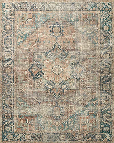 Loloi Margot Collection MAT-02 Terracotta/Lagoon 2'-0" x 5'-0" Accent Rug, No-Shed Easy Clean Large Patterned Area Rug for Living Room, Bedroom, Dining Area