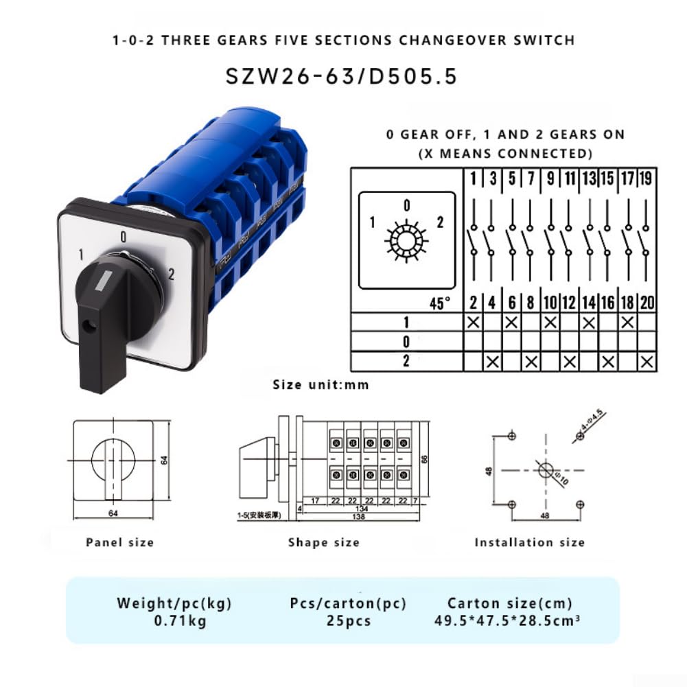 Interrupteur en plastique 63 A CA 440 V 3 positions robuste