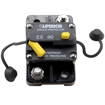 ZOOKOTO 12V- 48V DC 90 Amp Manual Reset Circuit Breaker Waterproof