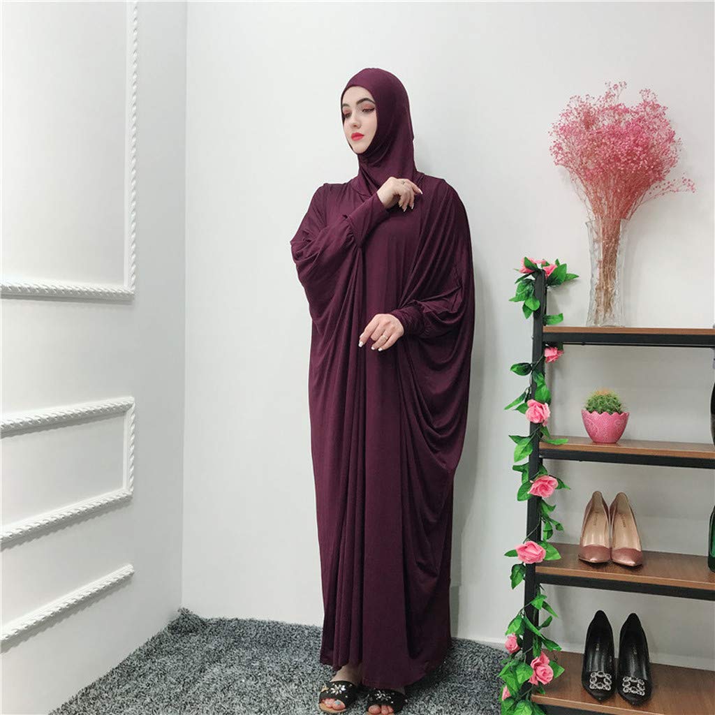 Générique Tenue de Priere Femme Musulmane Robe Longue Ramadan en Coloris Uni Capuche Cardigan Léger Robe de Chambre Tenue Islamique Modeste Abaya