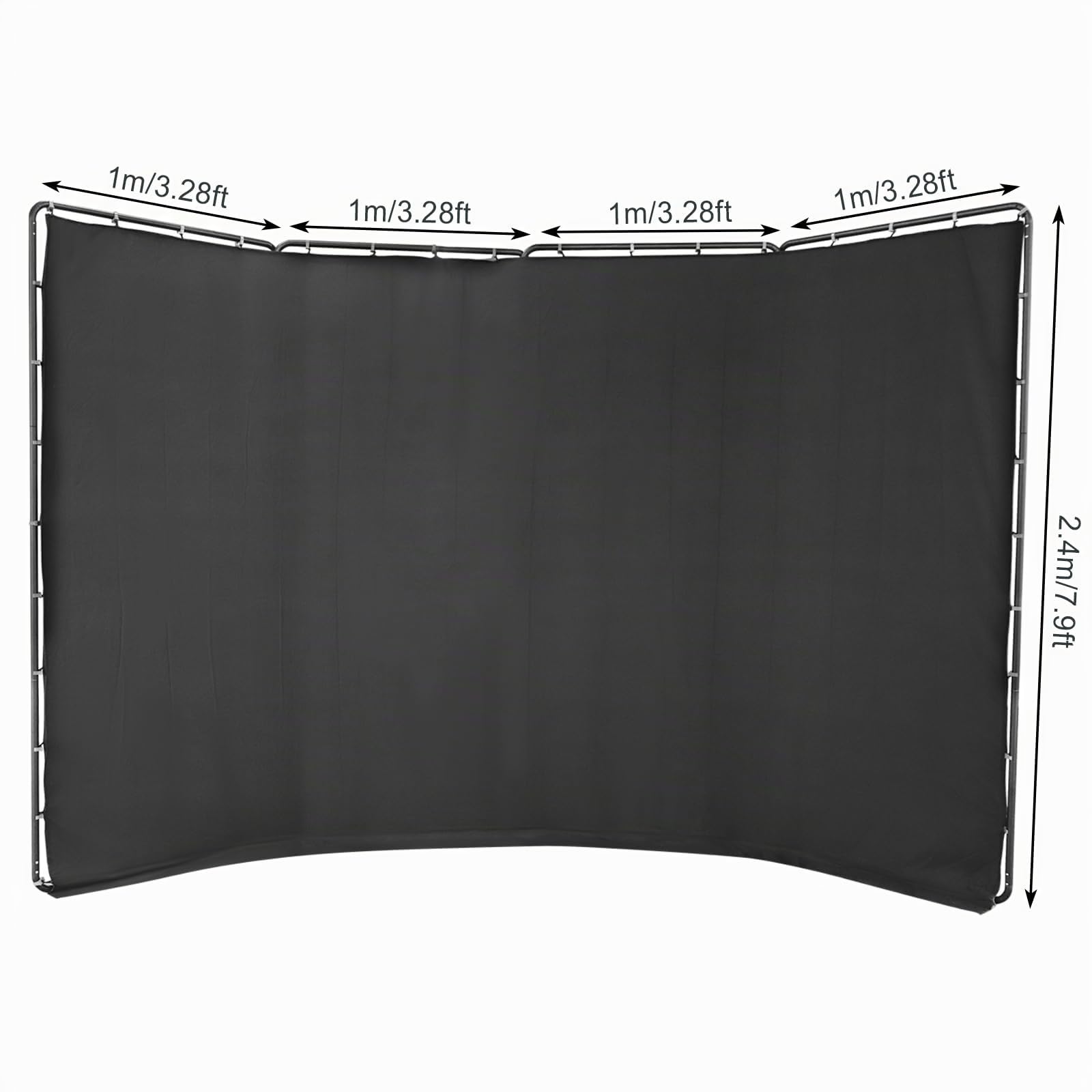 Backdrop - Supporto per sfondo, 4 x 2,4 m, con panno verde o nero, sistema di sfondo regolabile per fotografia, registrazione video, streaming live e chiave Chroma (panno nero)