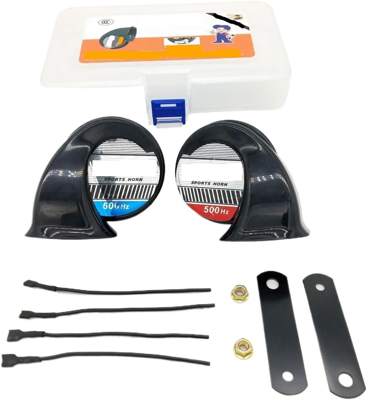 New 12v Car Snail Horn Universal Whistle Waterproof Super Loud Bass High Bass Sound(Two-tone snail)