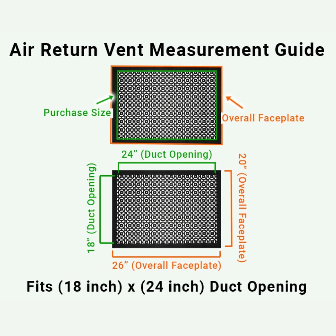 Achtek 18"x24" Duct (20"x26" Overall Size) Solid Cast Aluminum HVAC Air Return Grill Vent Cover | Powder Coated | for Wall-White with Screw Holes