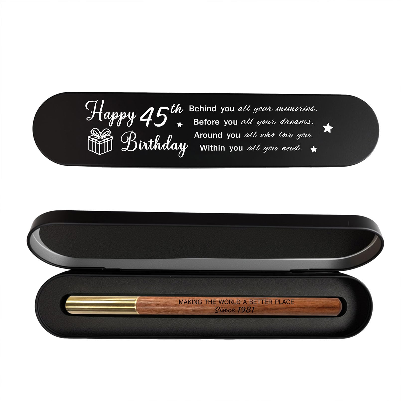 iyaone Meaningful 45th Birthday Gift for 1981 Born, Engraved Wooden Gel Pen, Unique 45th Birthday Gifts for Women and Men, Born in 1981 Keepsake