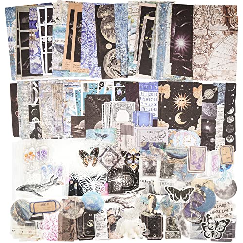 Kit scrapbooking vintage Knaid 200 pcs de papier autocollant bleu et noir pour collage créatif