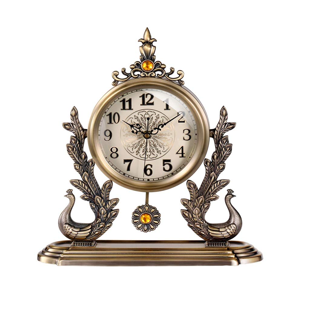SBCGFY table clocks Light Luxury Peacock Clock Wall Clock Living Room Home Creative Fashion Mute Modern Decoration Personality Clock Standing clock,
