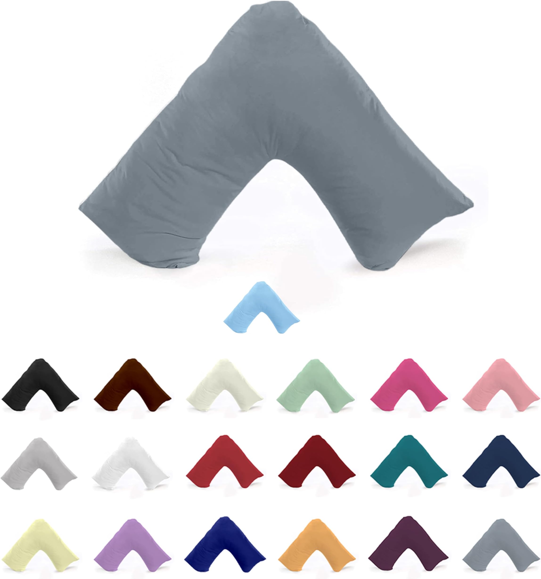 EGYPTO Orthopaedic V Shaped Pillow Nursing Pregnancy Back Support Cases (Grey)