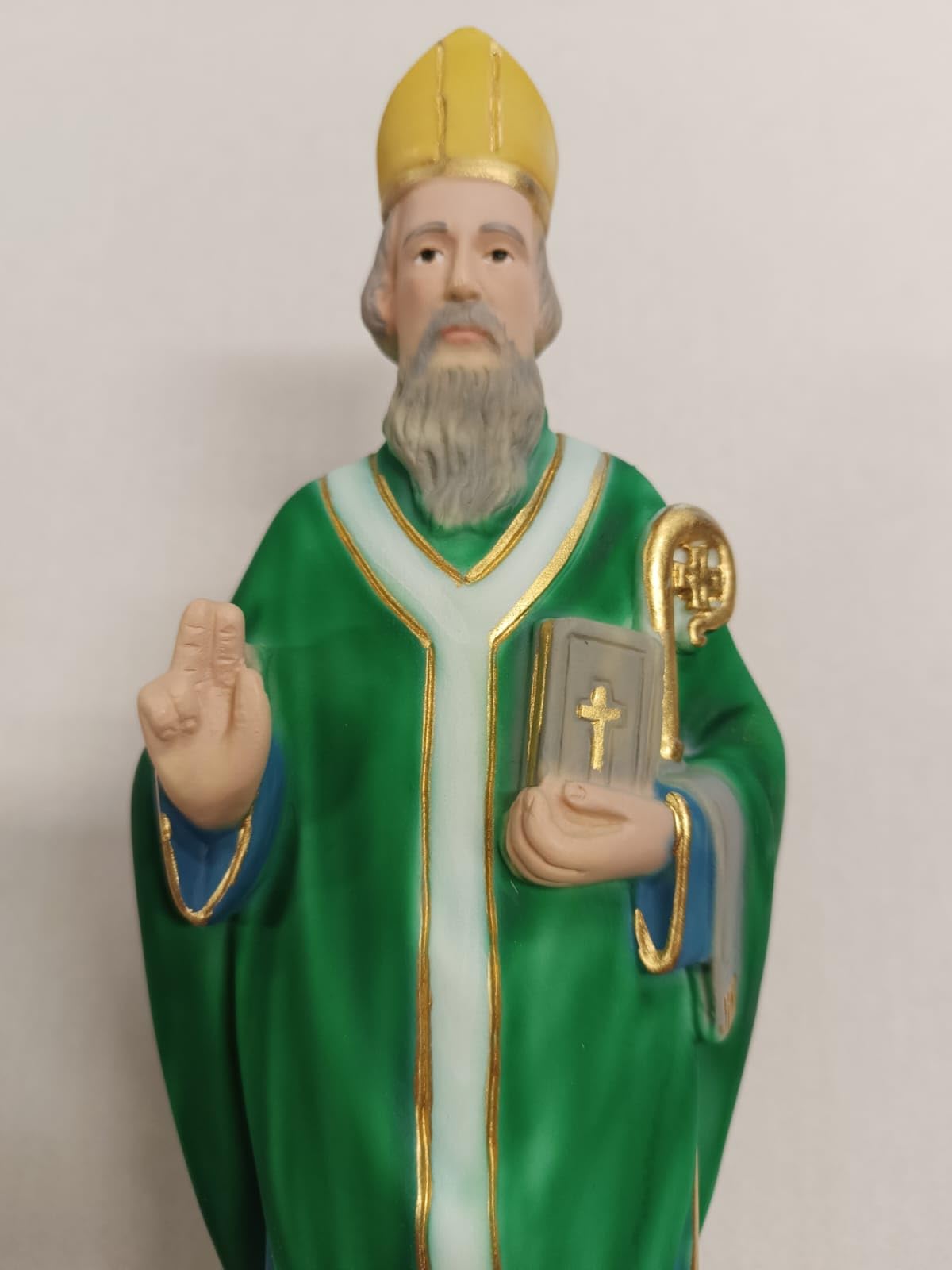 Generico ArteSacracaravaggio Statua di San Patrizio cm 30 (11,81 inches) in marmo resina piena decorata a mano di produzione artigianale italiana