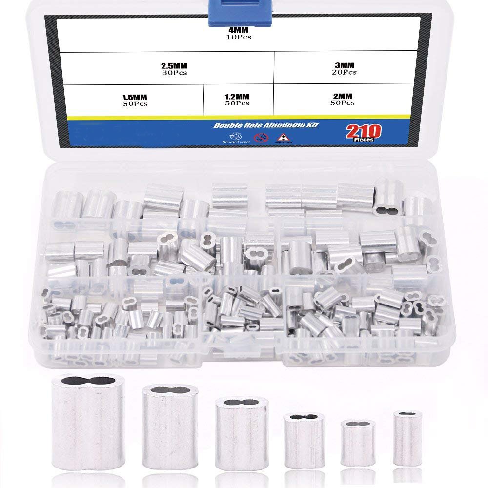 240 Pezzi Kit Ditali E Manicotti Per Cavi | Acciaio Inox 304 E Alluminio | Per Guinzagli, Stendini
