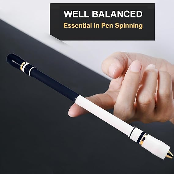 Pen Spinning Pens Menowa Non Slip Mod, Medium Weight Handmade Fidget Spin Pen for Beginner and Intermediate, Black and White