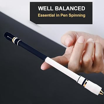 Pen Spinning Pens Menowa Non Slip Mod, Medium Weight Handmade Fidget Spin Pen for Beginner and Intermediate, Black and White