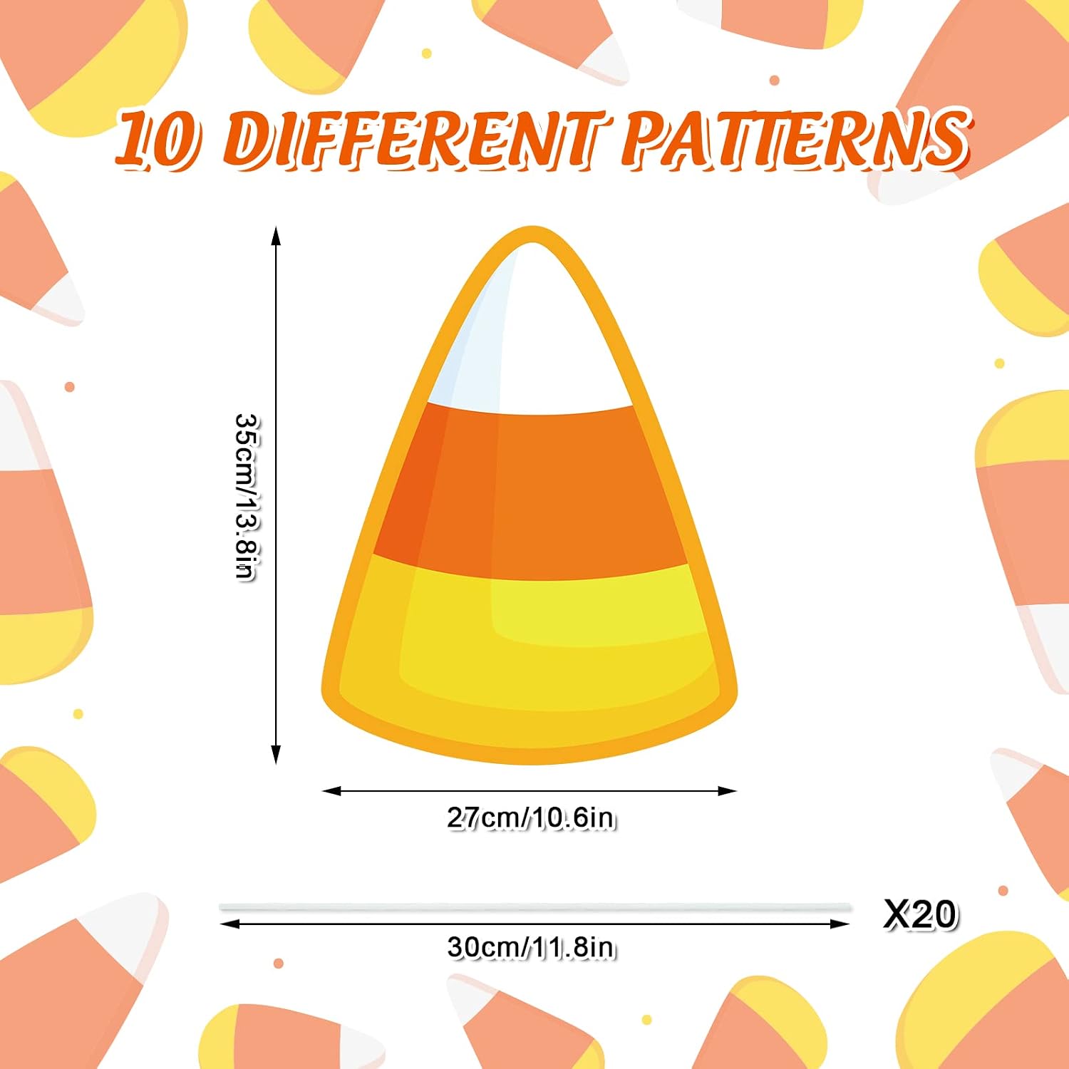 Whaline 10Pcs Halloween Yard Sign with 20Pcs Stakes Cute Candy Corn Lawn Sign Waterproof Halloween Yard Decorations for Halloween Indoor Outdoor Garden Home Decor Party Supplies