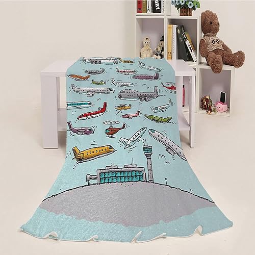 Miniatura 2 de Manta para sofá de otoño, manta de cama de avión individual, aviones que vuelan en el aire, aviación amorosa, helicópteros, aeropuerto, esponjosa y