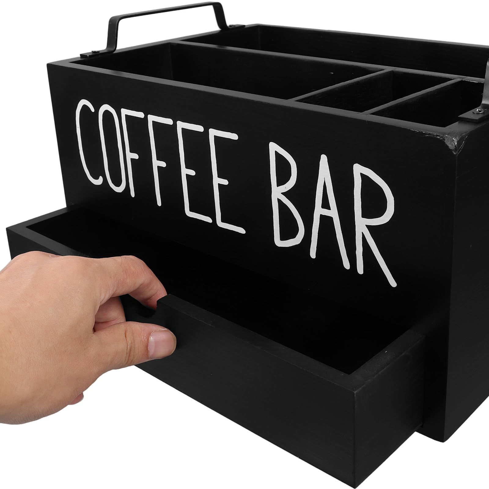 Kaffee und Tee Organizer mit Schublade Vielseitige Aufbewahrungslösung für Küchenarbeitsplatten Minimalistisches Design und Elegante Handwerkskunst