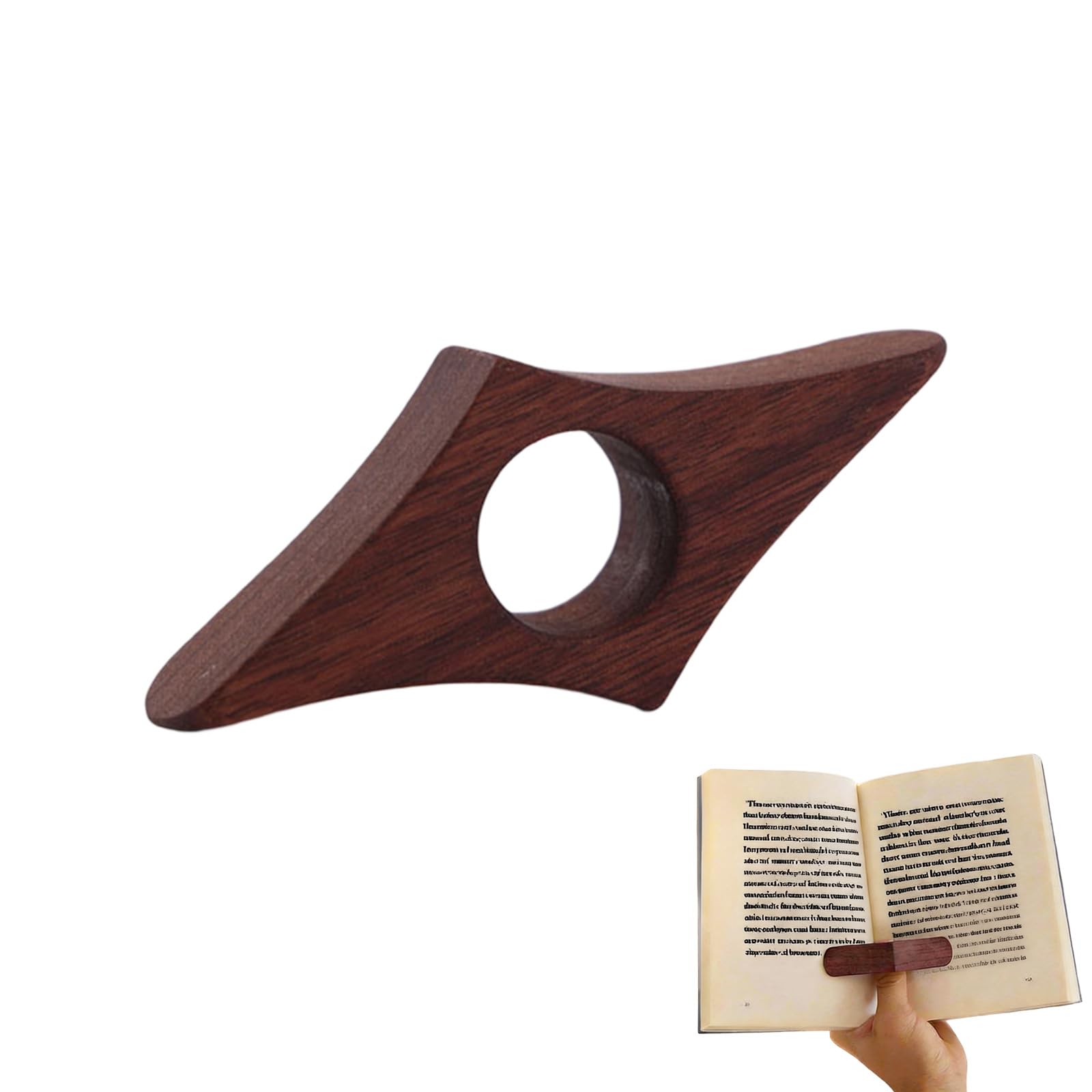 Handmade Walnut Book Page Holder with Thumb Ring - Wooden Reading in Bed Kit, Perfect Gift for Women, Book Lovers & Bookworms - Unique Reading Gadgets & Book Accessories