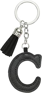 PATIKIL アルファベット イニシャル アルファベット キーホルダー かわいいレザーキーホルダー タッセルレターペンダントチャーム付き 女性用キー用