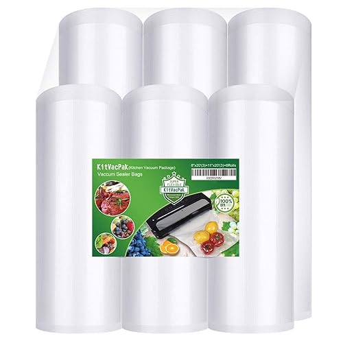 6 Pack 8"x20'(3Rolls) and11"x20' (3Rolls) Vacuum Sealer Bags Rolls with