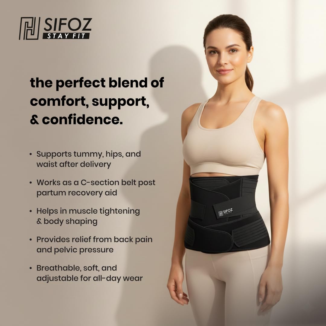 3 in 1 Postpartum Support - Recovery Belly Belt Free Size Abdominal Support for Post Delivery, Slimming Waist, Lower Back Pain, Tummy Reduction Belt for Belly After Delivery C-Section