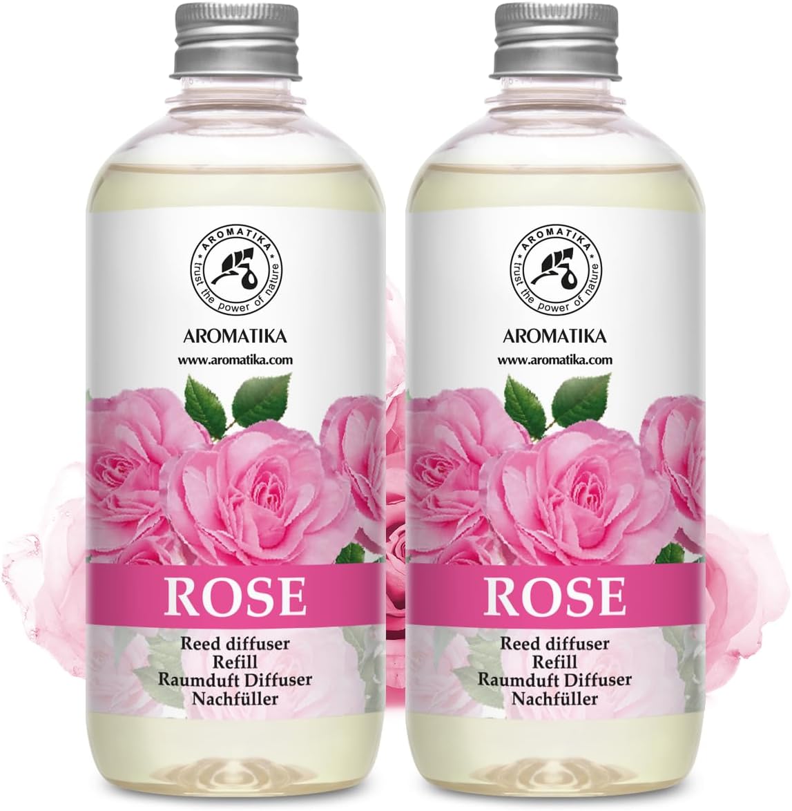Reed Diffuser Refill Set Rose 2 х 17Fl Oz - Aroma Refill for Reed Diffuser - Home Fragrance - Air Freshener - Aromatherapy - Floral Fragrance