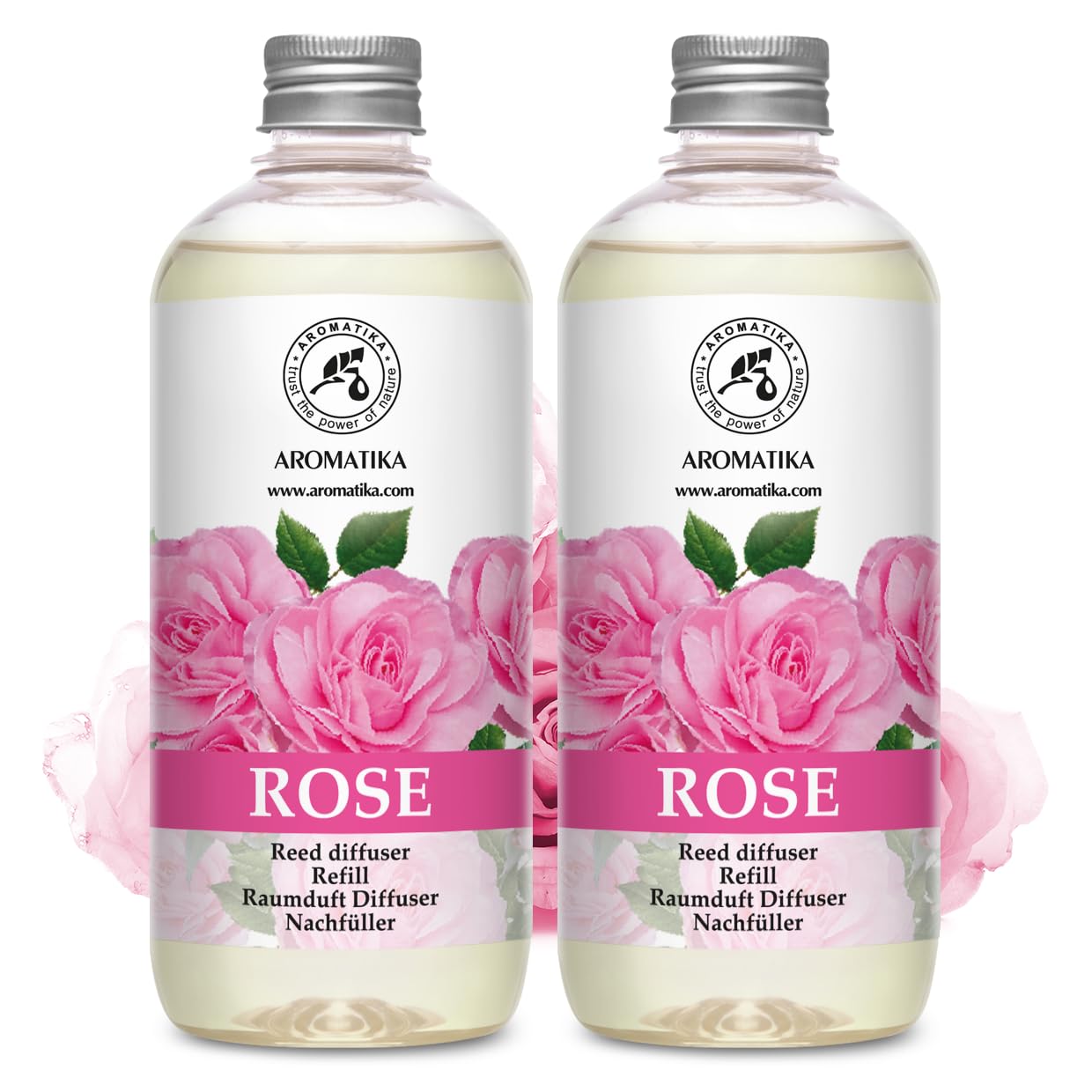 Recambio para Difusor de Varillas Aroma Rosa – 2 x 500 ml – Fragancia Ambiental para Hogar, Oficina, Salón y Baño – Líquido para Difusores