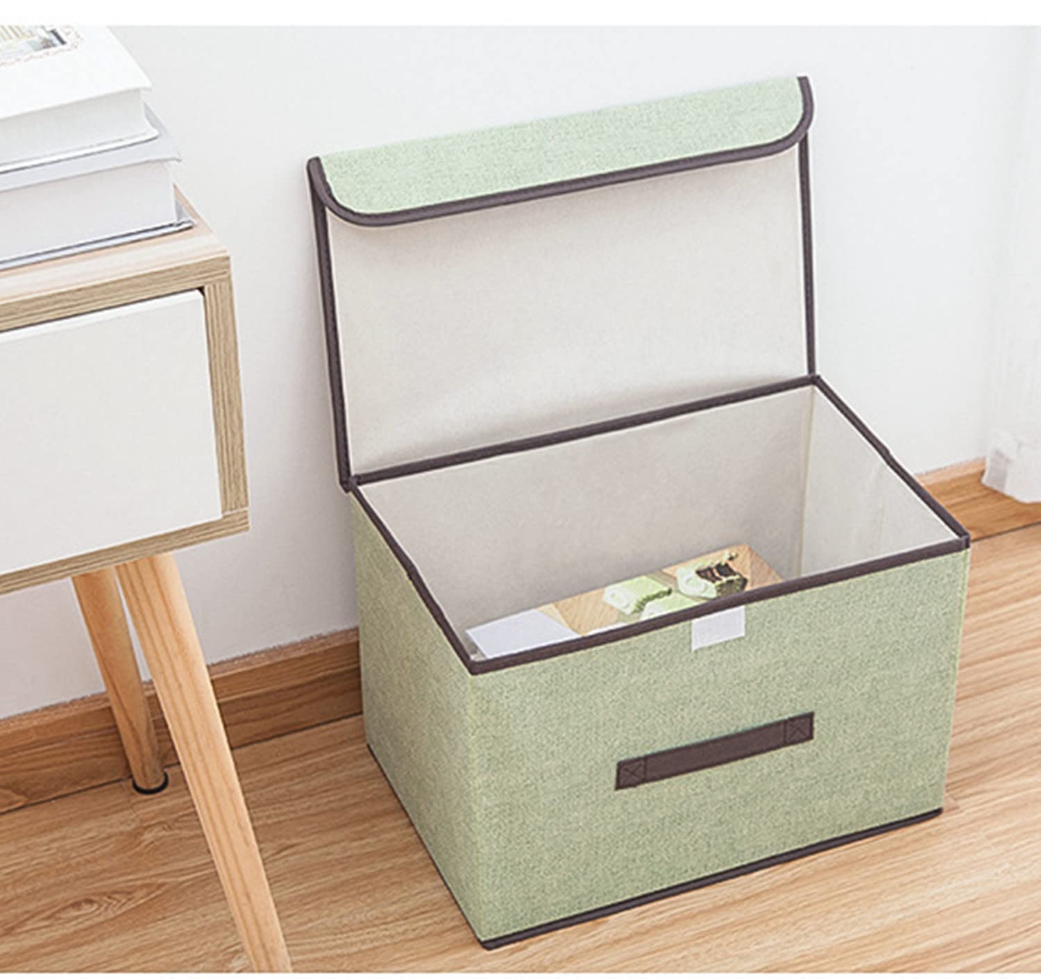 Confezione da 6 scatole pieghevoli in tessuto con coperchio, 36 x 23 x 24 cm, con coperchio, organizer per vestiti, organizzazione della stanza, giocattolo beige