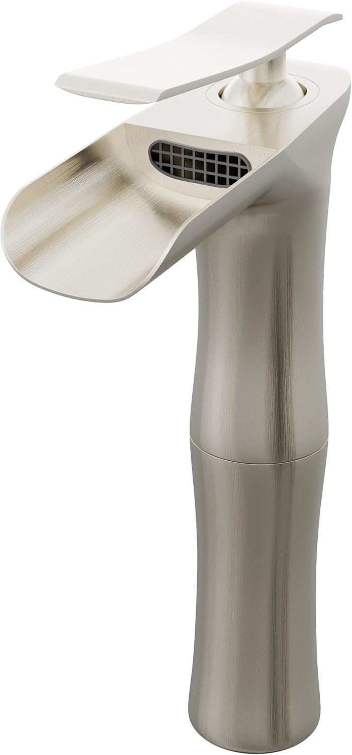 Novatto VICTORIA Single Lever Waterfall Vessel Faucet, Brushed Nickel