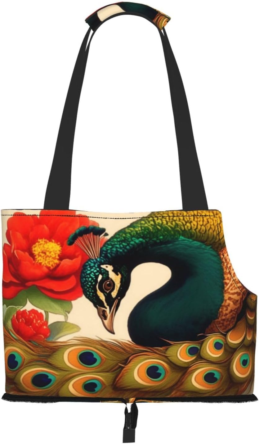 Beautiful Peacock Dog Purse Carrier,Pet Tote Bag, Bag for Small Dogs Cats Puppy