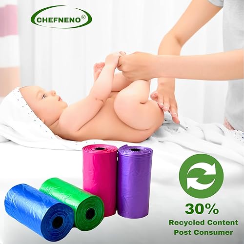 Miniatura 2 de Bolsa de pañales desechable con aroma a lavanda, 8 rollos (104 sacos de pañales), bolsas de basura para excrementos de perro, bolsas de arena para