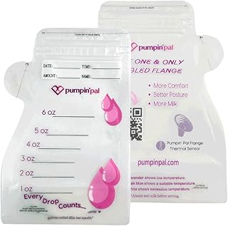 Pumpin' Pal Milk Storage Bags With Exclusive Temperature Sensing Indicator - QTY 50 6 oz zip lock top freezer storage bags