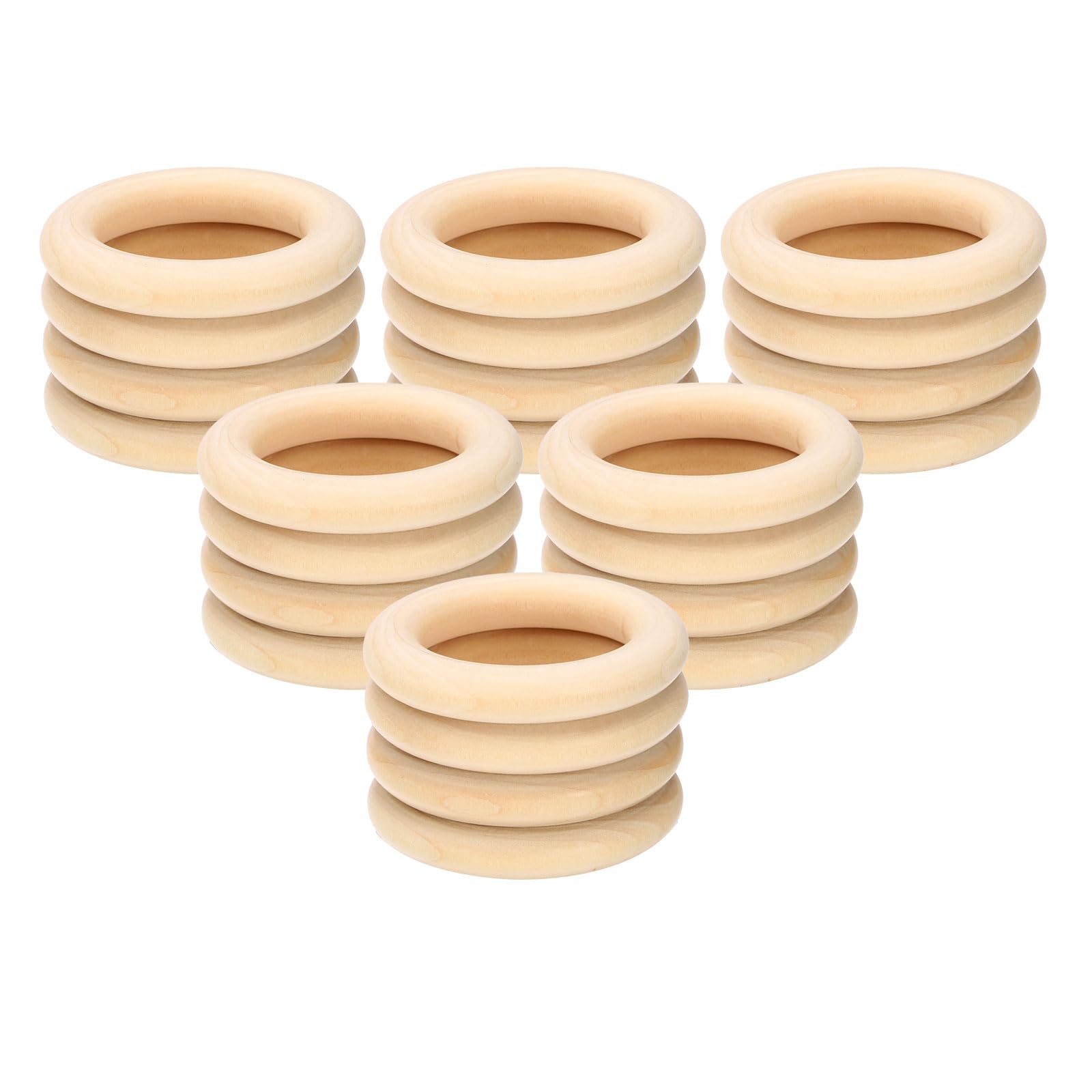 Anneaux en bois de qualité supérieure pour création artisanale et macramé fin, 24 pièces lisses
