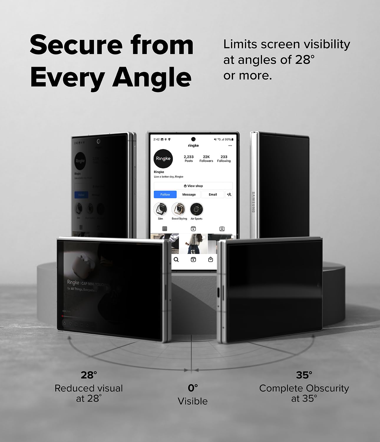 Ringke Easy Slide 360 Privacy Tempered Glass per Pellicola Galaxy Z Fold 8 | 2 pezzi, pellicola, anti-spia, 360 gradi, display frontale, antigraffio, vetro temperato, trasparente, facile installazione