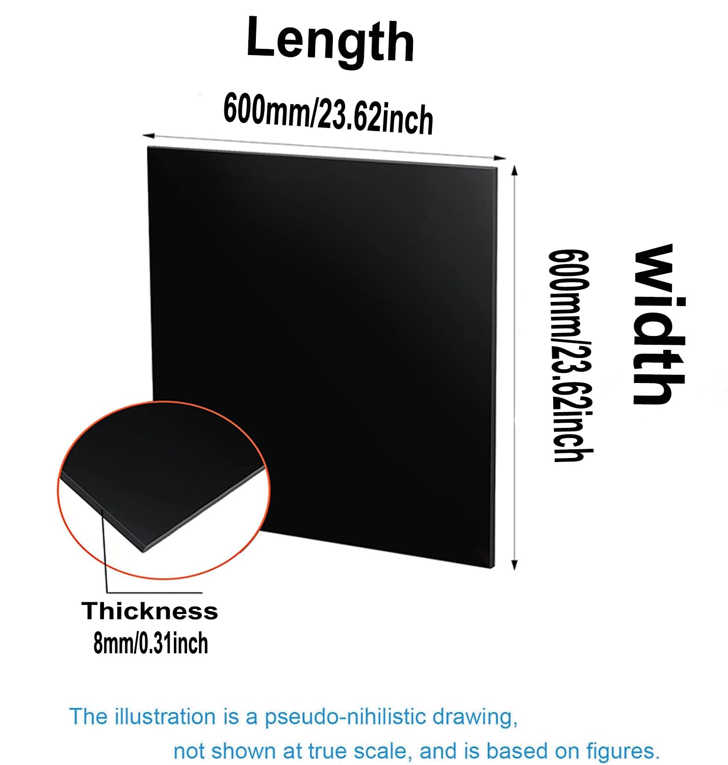 XMRISE Bakelite Phenolic Laminated Resin Board 600x600mm Suitable for Electrical Installations,Black,8mm (1 Piece)