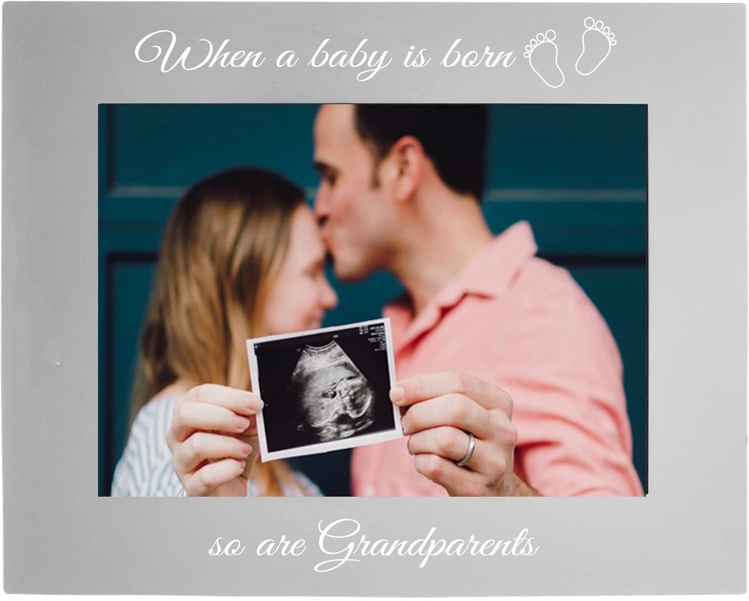 CustomGiftsNow When a Baby is Born so are Grandparents Anodized Aluminum Hanging/Tabletop Group Family New Baby Child Photo Picture Gray Frame (8x10-inch Vertical)
