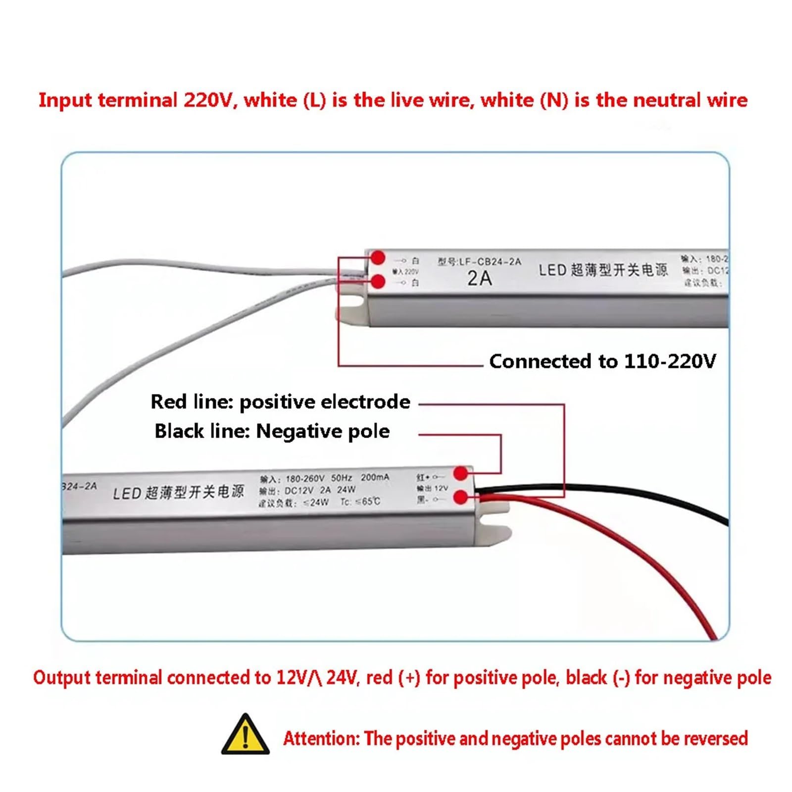 12V 24V Treiber Netzteil 110V 220V Schalt Treiber Beleuchtung 24W 36W 48W 60W 100W 1Pcs(24V,100W)