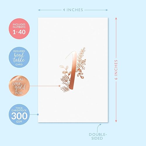 Miniatura 10 de Sweetzer & Orange Números de mesa de oro rosa para boda de 1 a 40 tarjetas de números de mesa de lunares para bodas, bar, mitzvah, decoraciones de