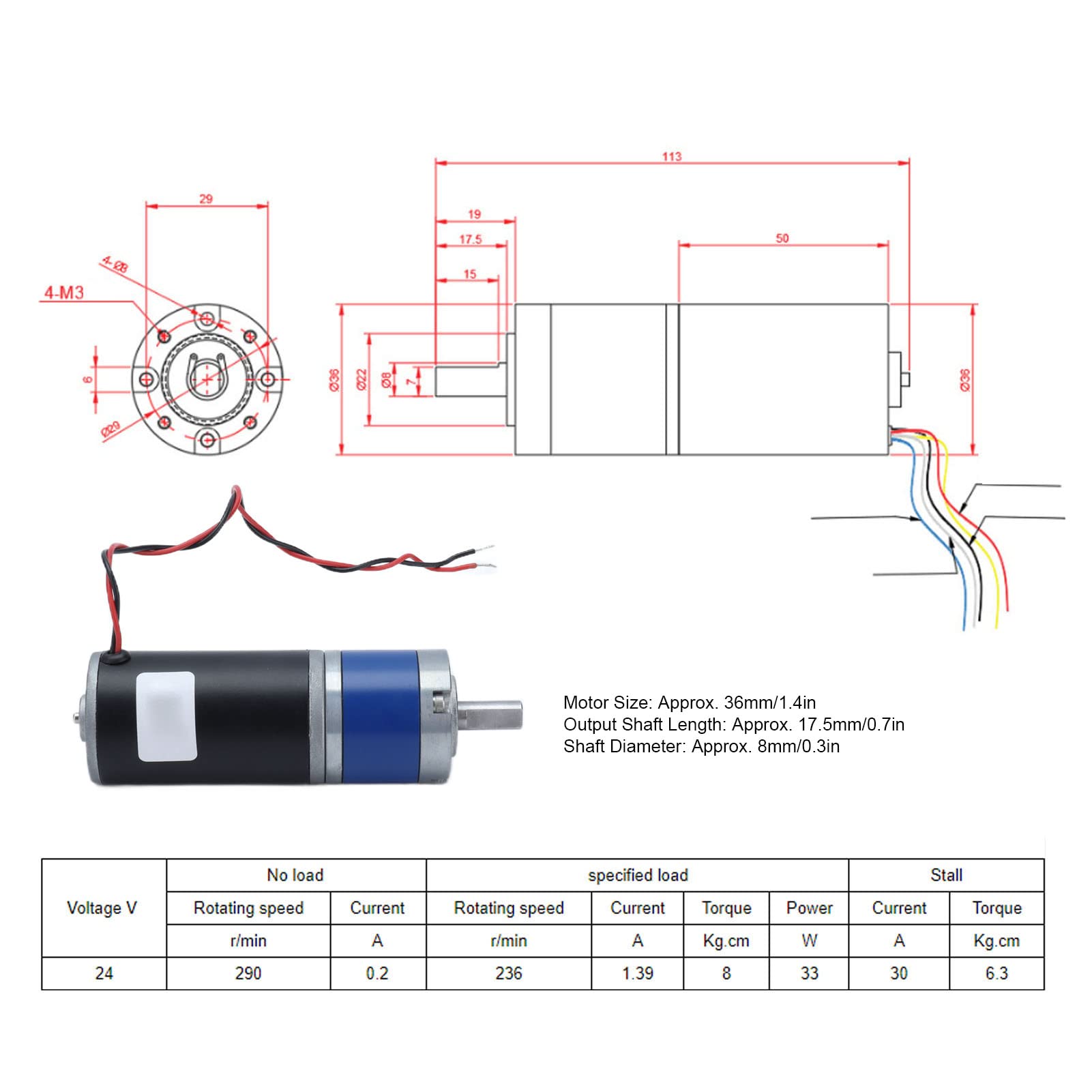 Velocità Regolabile Resistente All'usura del Motoriduttore Epicicloidale Elettrico CC 36ZY per Apparecchiature Mediche in Acciaio Ramato 24V (290 forse)