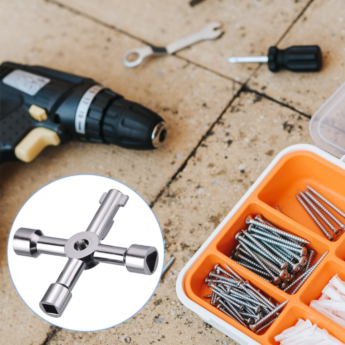 Chiave Multiuso 6 In 1 Per Utilità - Per Elettrico, Acqua, Gas, Armadi E Cabinet (Argento) - Foto 11