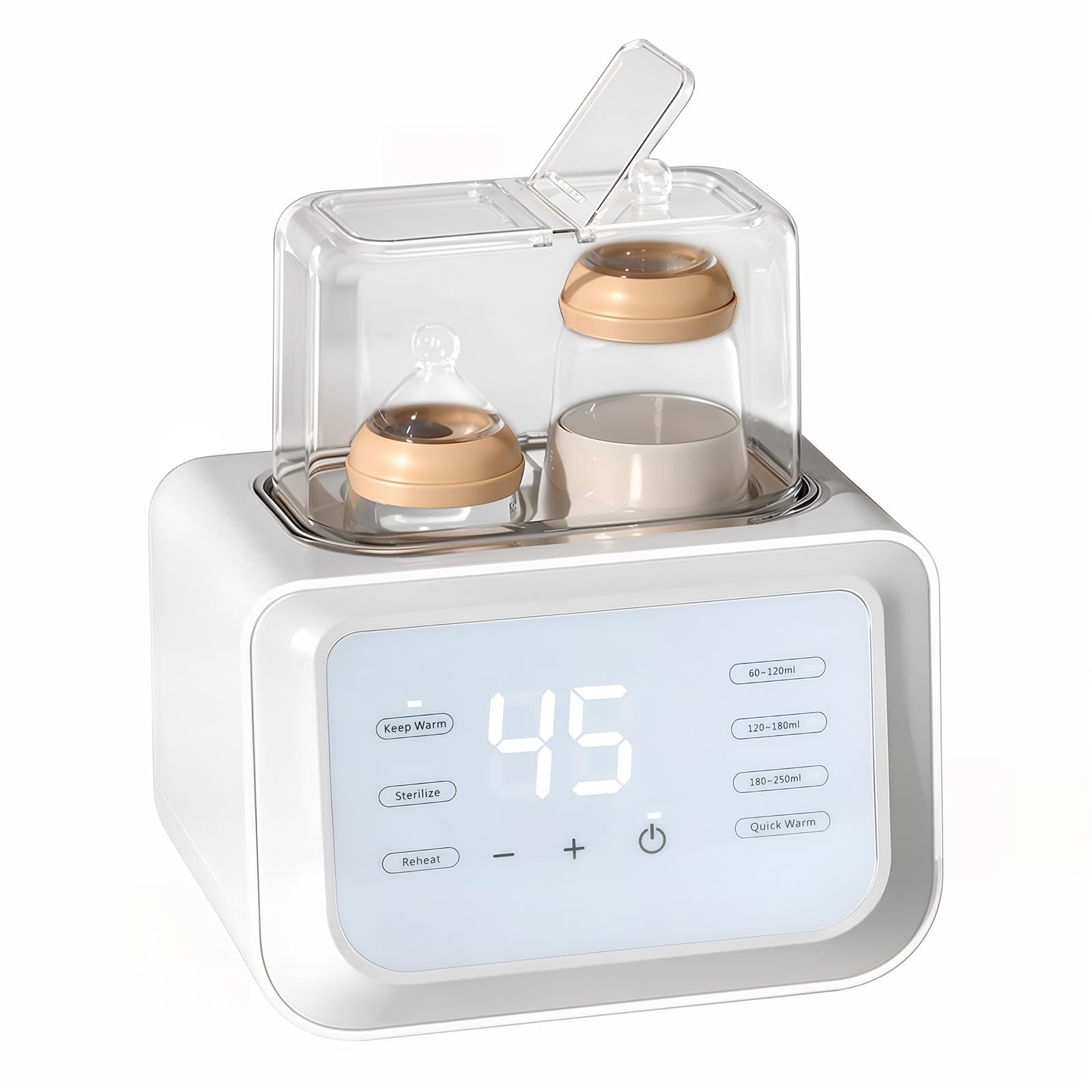 Scaldabiberon e Sterilizzatore Multifunzione 8-in-1, Biberon sterilizzatore Senza BPA, Riscaldamento Rapido, Scongelare, Scalda per Latte Materno, Scaldabaschette per Bambini con Display LCD