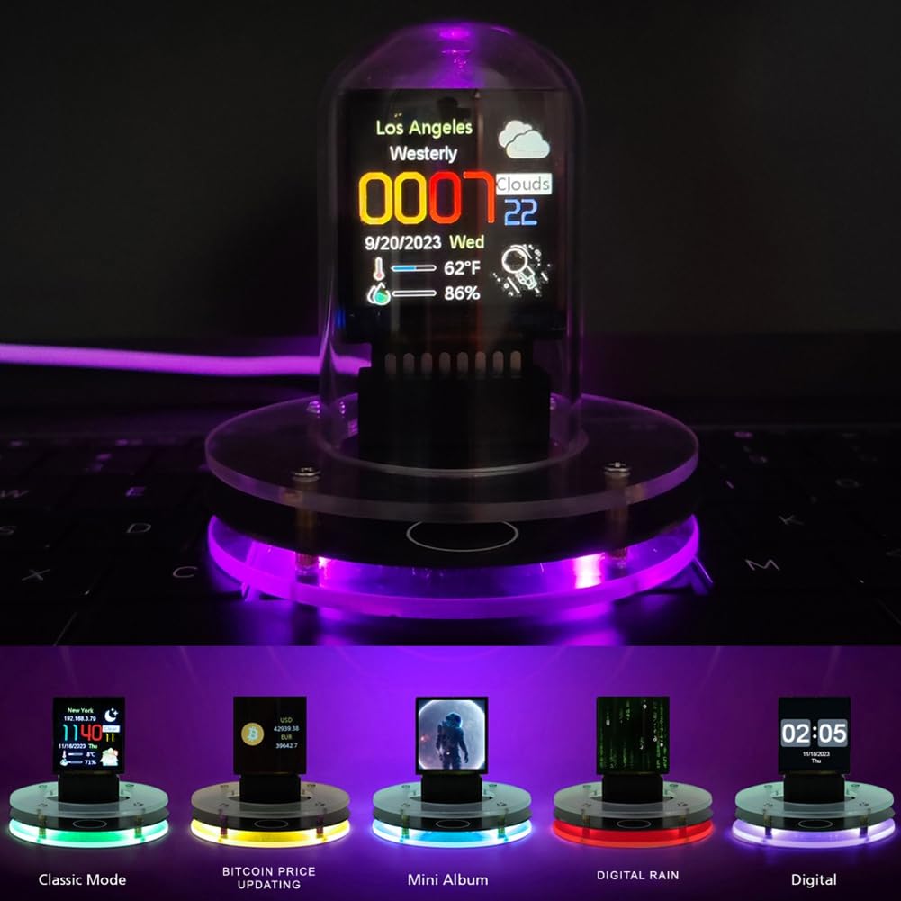 Bitcoin Preis Tracker RGB Lichter WiFi Wetterstation Verstellbares DIY GIF Einfaches Display