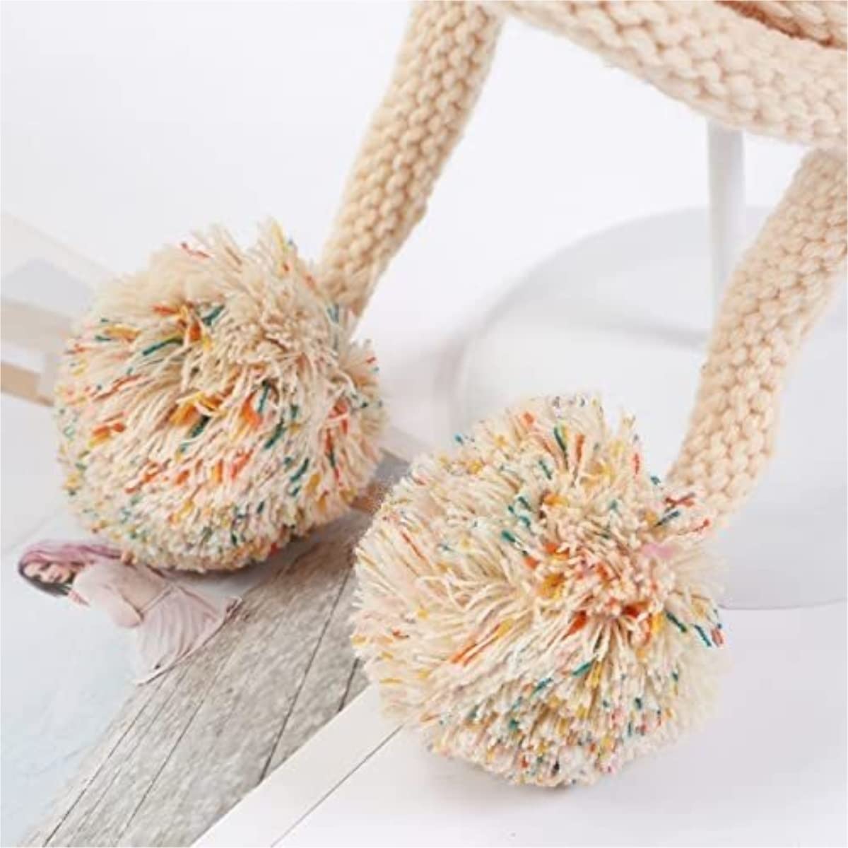 Czapka Beanie Czapka Zimowa Damska Ręcznie Robiona Czapka Grube Ciepłe Uszy Bomberka Damska Puszysty Pompon (Jeden Rozmiar)