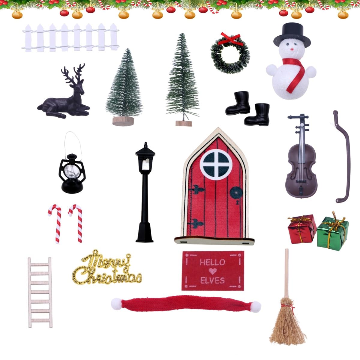 Porticina Elfo Natale Legno, Porta Elfo Natale Kit, Gnomi Porta Delle